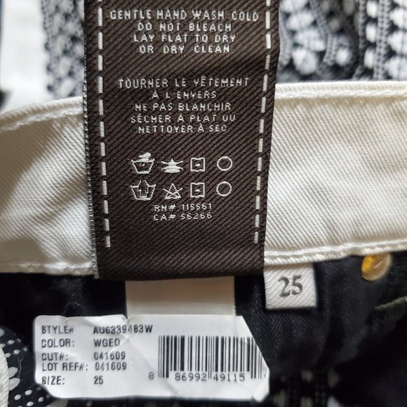 NWT 7 For All Mankind Pieced Jacquard Skinny Jeans White Stripe Geo Size 25 - Picture 9 of 10